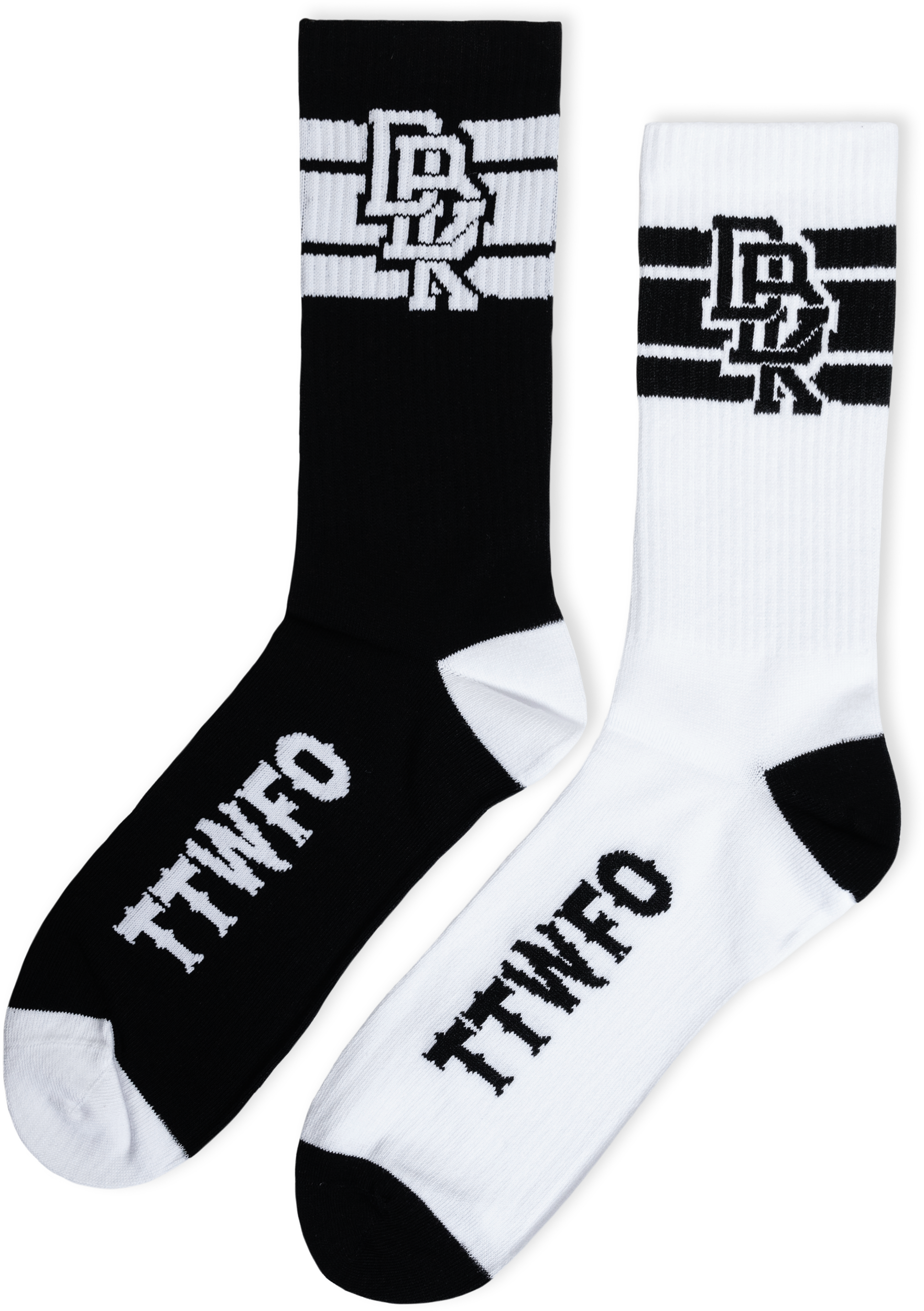 DBK Stacked Socks 2 Pack Black and White